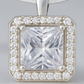 Square Solitaire Zircon Pendant Necklace for Women 925 Silver Finish Elegant Daily and Party Wear Chain