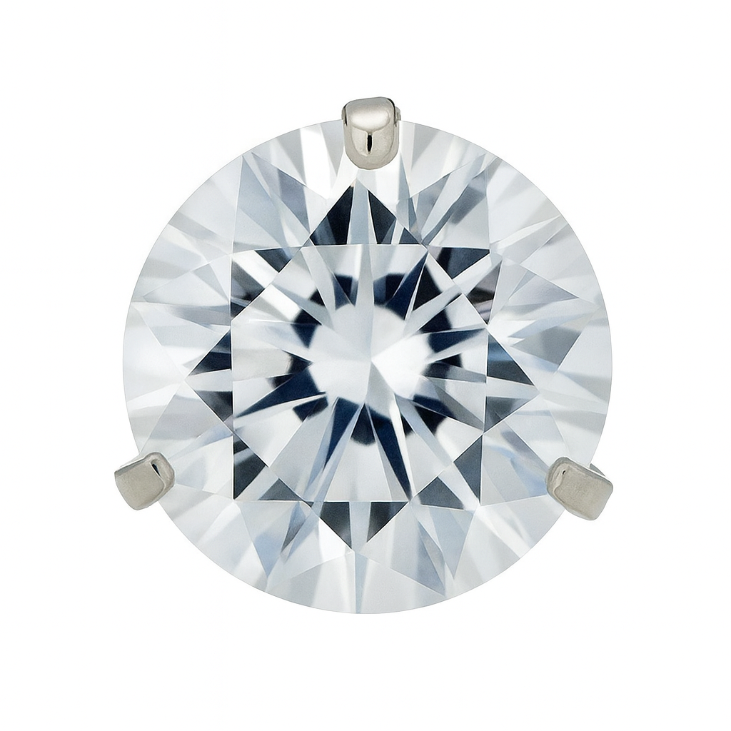 Elegant Round Brilliant Solitaire Stud Earrings for Women – Sparkling White Stone, Daily Wear Premium Design
