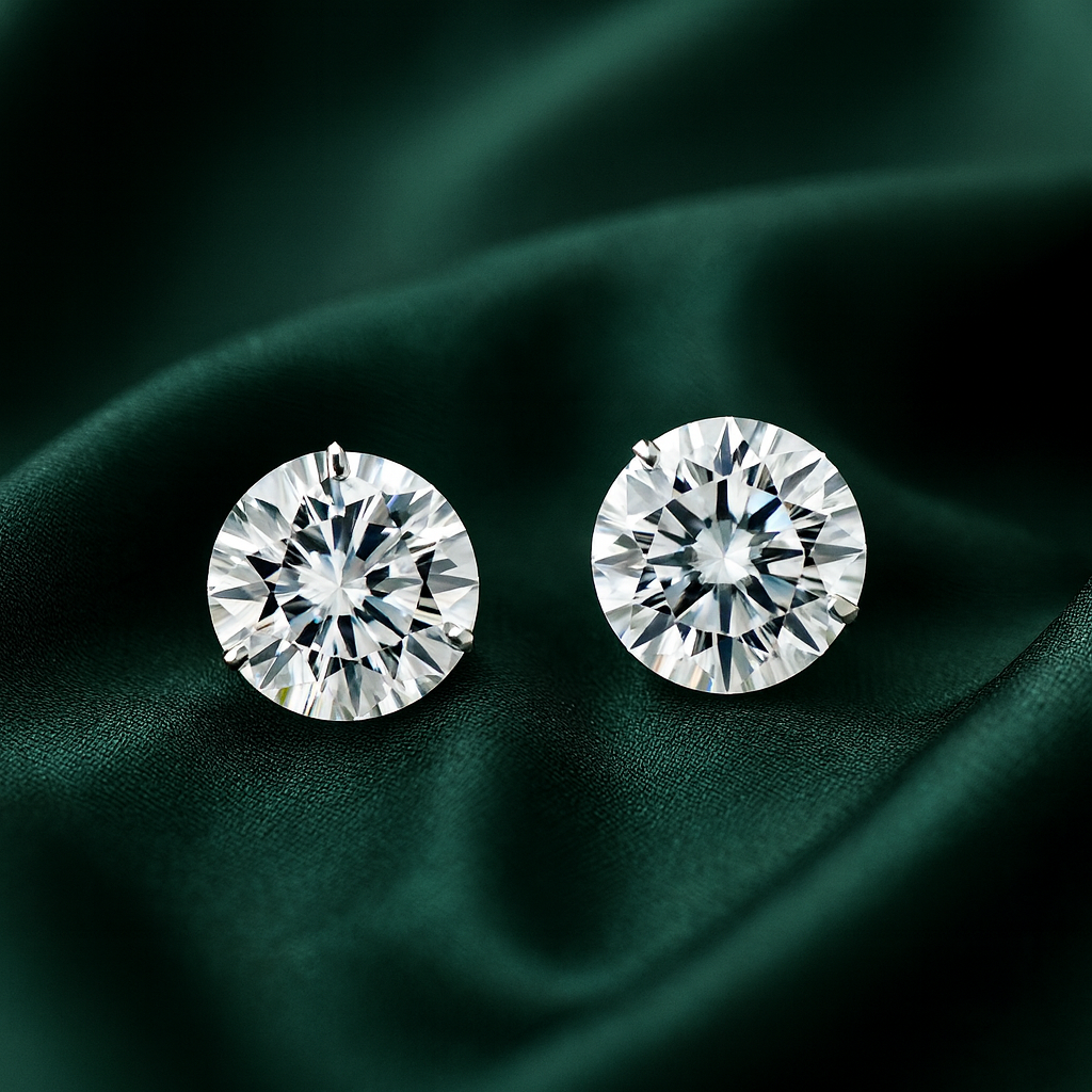 Elegant Round Brilliant Solitaire Stud Earrings for Women – Sparkling White Stone, Daily Wear Premium Design