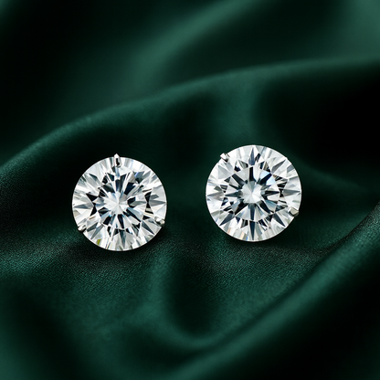 Elegant Round Brilliant Solitaire Stud Earrings for Women – Sparkling White Stone, Daily Wear Premium Design