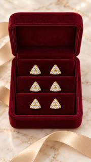 Triangle Stud Earrings Set – 3 Pairs - Aaryahi Silver jewellery product photo
