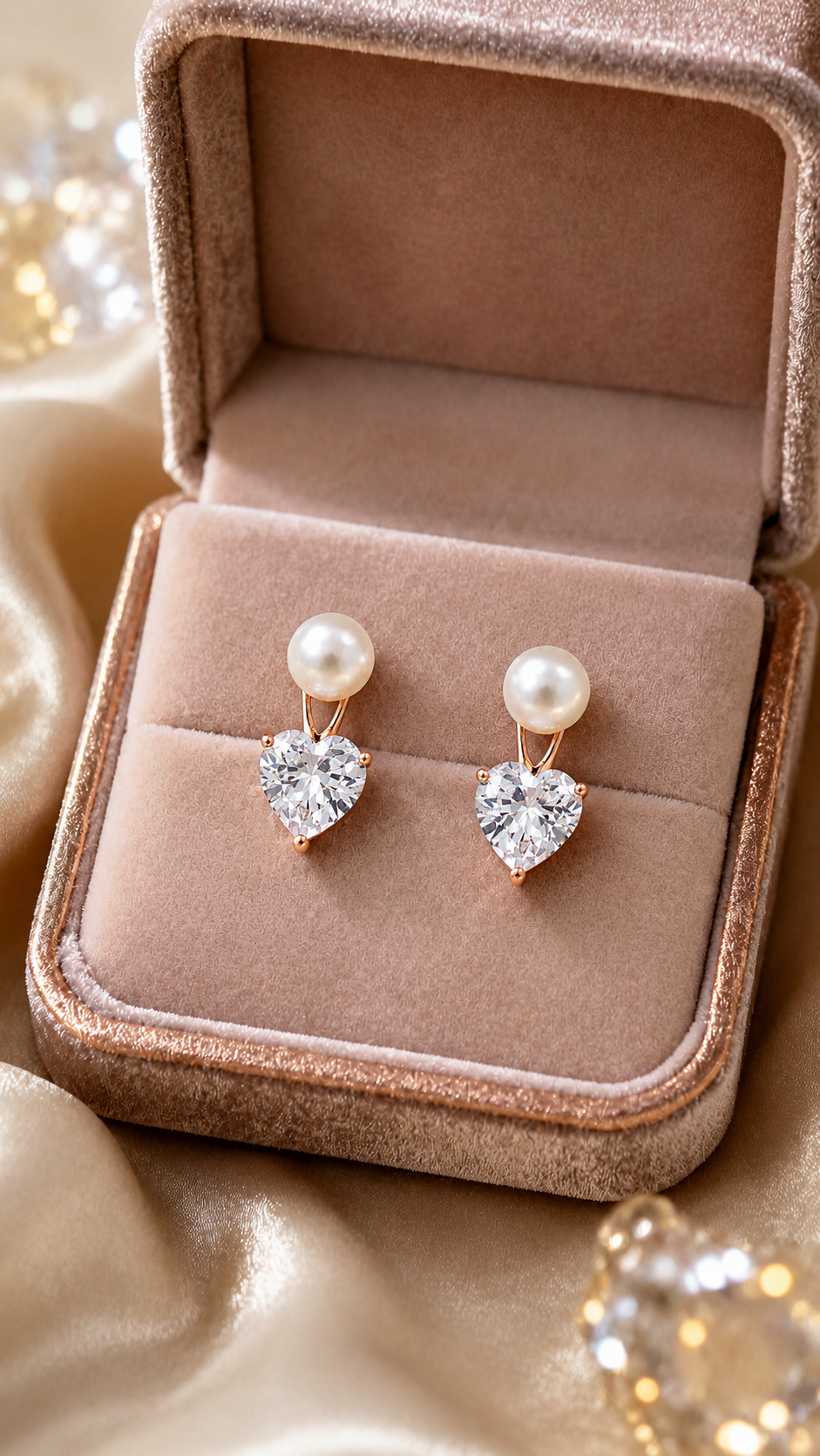 Pearl & Heart-Cut Earrings