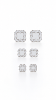 Clover Halo Stud Earrings Set – 3 Sizes - Aaryahi Silver jewellery product photo