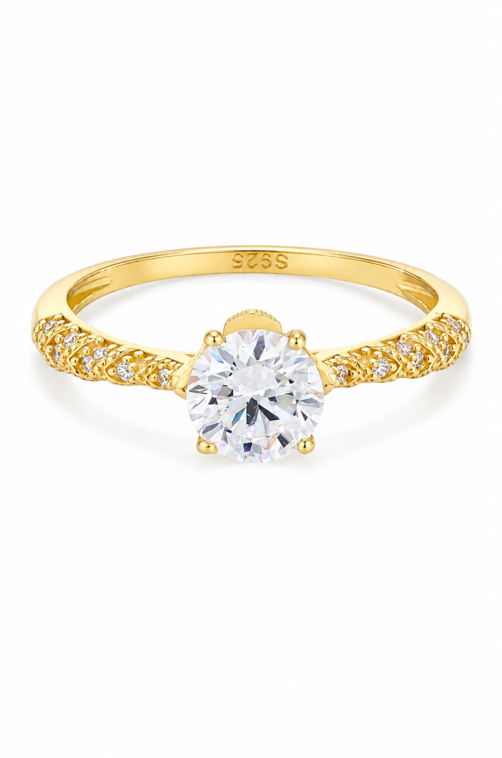 Round Solitaire Filigree Band Ring