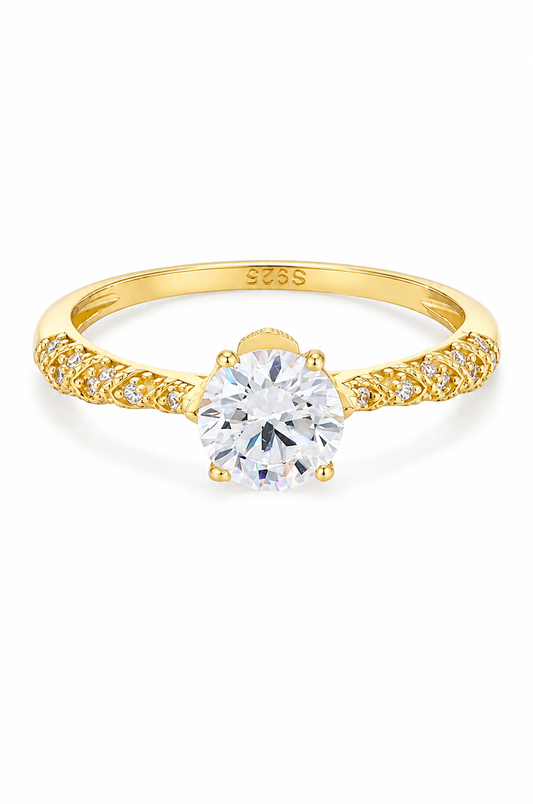 Round Solitaire Filigree Band Ring