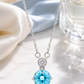 Elegant 925 Sterling Silver Blue Round-Cut CZ Drop Pendant Necklace for Women