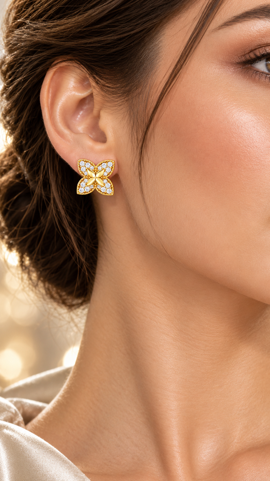 Silver Four-Petal Earrings
