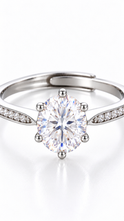 Silver CZ Round Solitaire Pavé Adjustable Ring