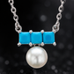 Elegant Silver Turquoise Pearl Pendant Necklace