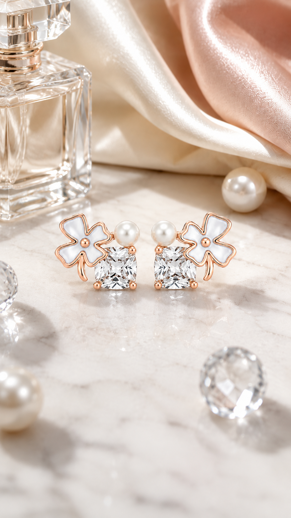 Clover Pearl & Cushion Earrings