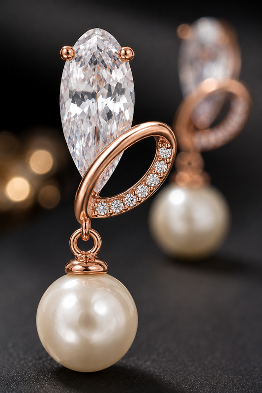 Rose-Gold Pearl Earrings