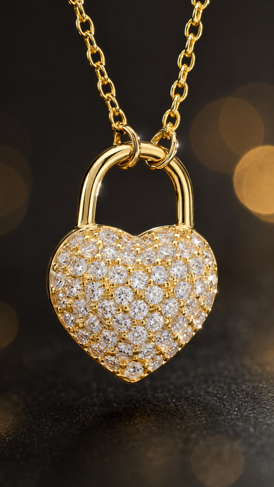 Golden Heart Lock Necklace