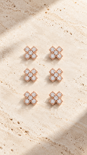 Geometric Clover Earrings Set – 3 Pairs - Aaryahi Silver jewellery product photo