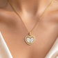 Elegant Gold Twin Heart Halo CZ Pendant Necklace