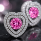 Silver Pink Heart Earrings