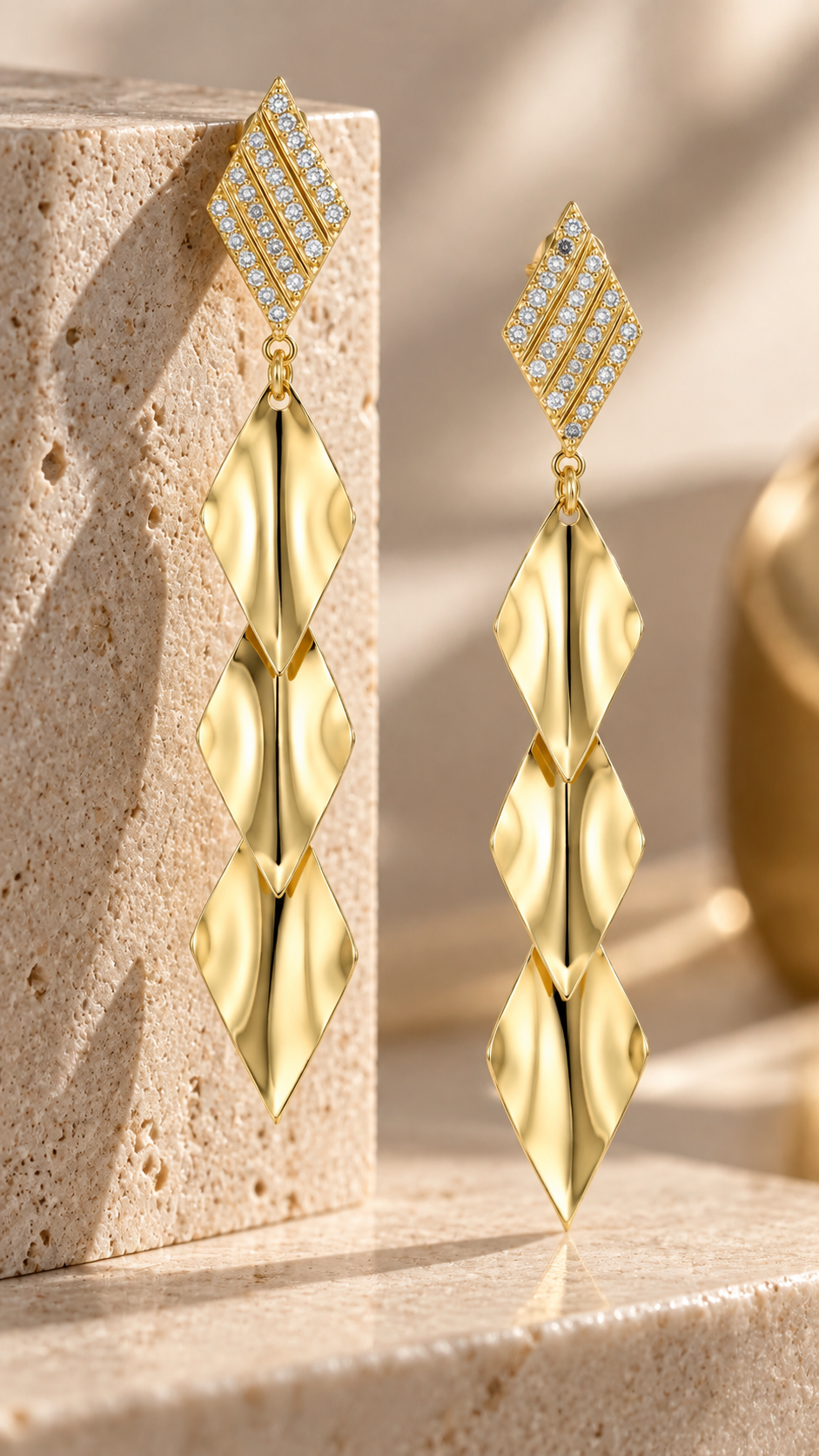 Geometric Triple Drop Earrings