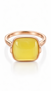 Rose Gold Yellow Cushion Stone Ring