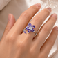 Pink Floral Pear-Cut Adjustable Open Ring