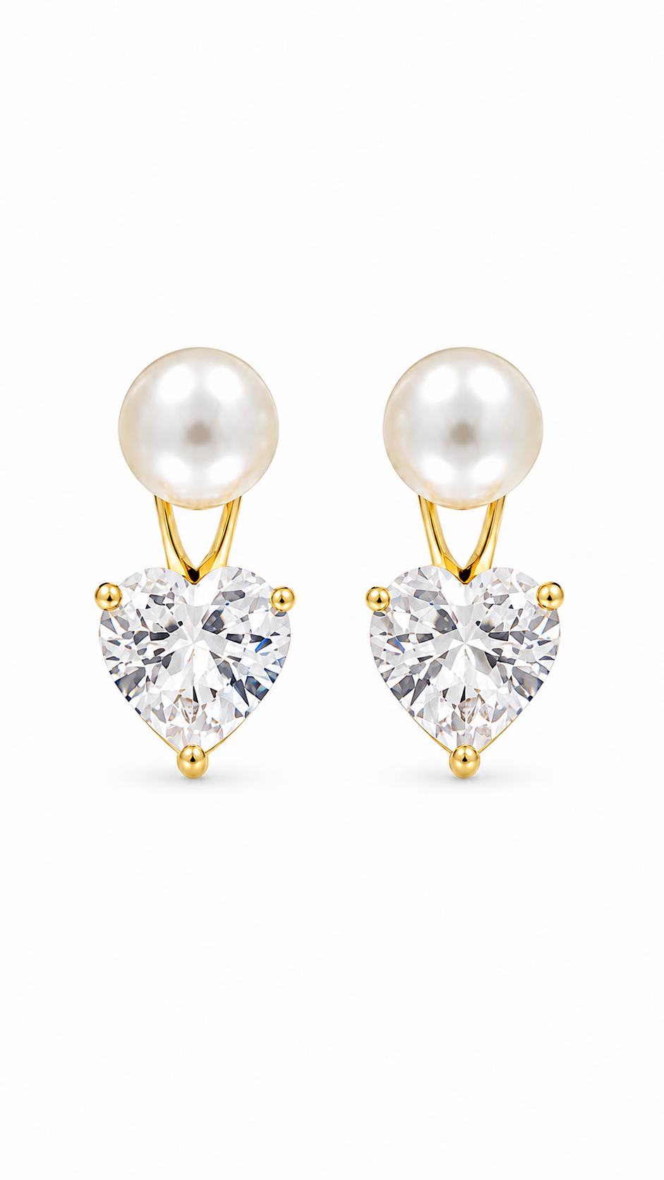 Pearl & Heart-Cut Earrings