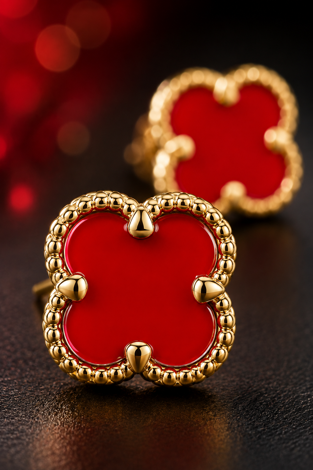 Gold-Tone Black Red green Earrings