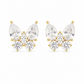 Gold Butterfly Marquise & Round CZ Stud Earrings for Women
