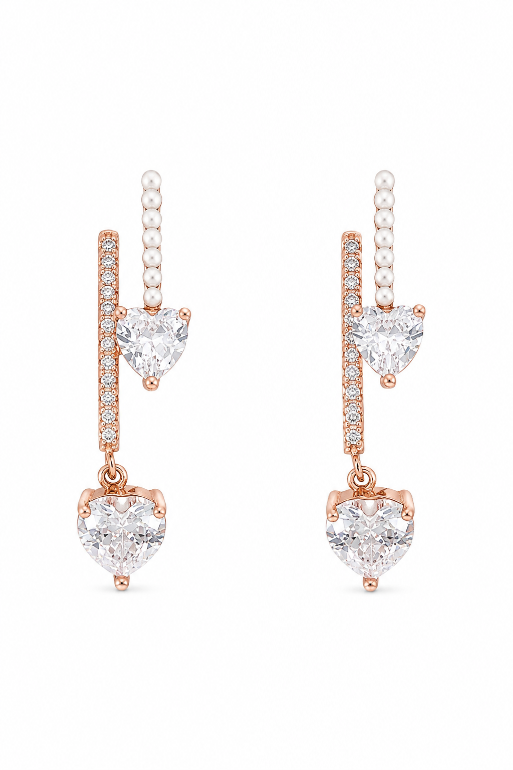 Pearl Double Heart Earrings