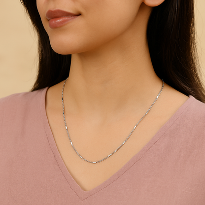 925 Silver Sleek Figaro Chain Necklace for Men & Women – Lightweight Daily Wear Silver Chain