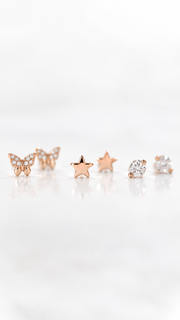 Butterfly, Star & Solitaire Earrings - Aaryahi Silver jewellery product photo