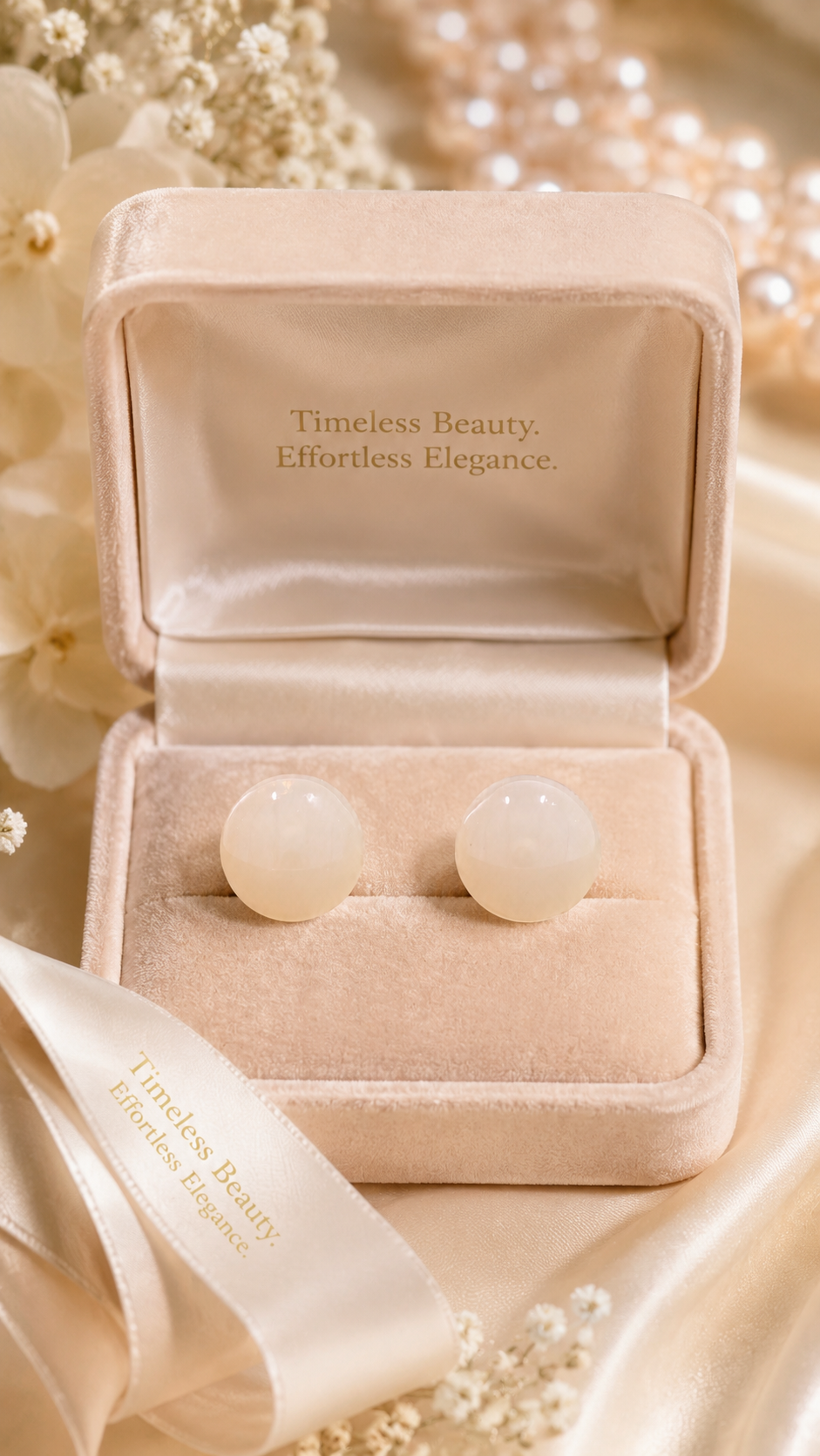 Cream Round Earrings