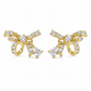 Gold-Plated CZ Bow Knot Drop Stud Earrings for Women