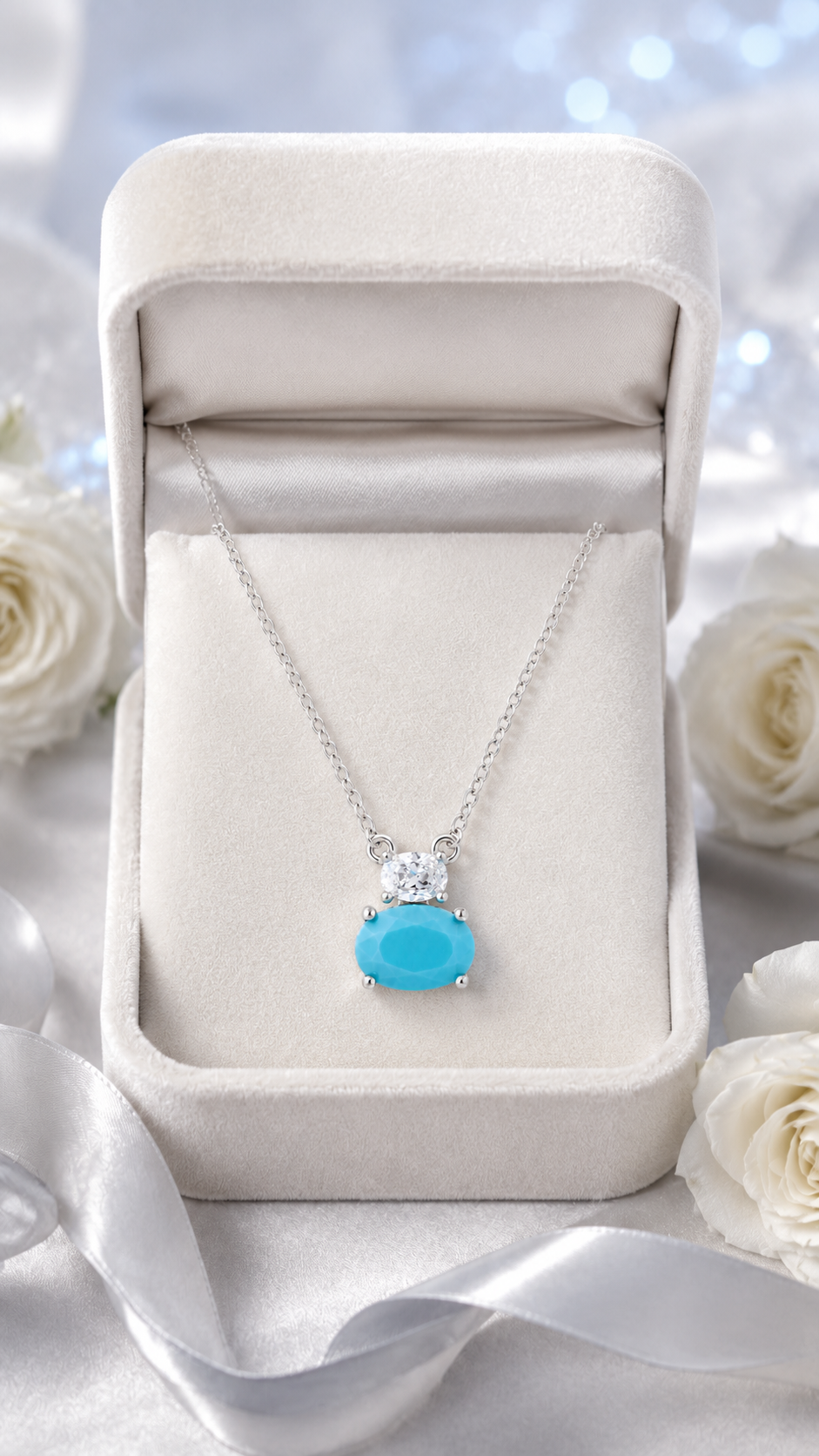 Silver Aqua Stone Pendant
