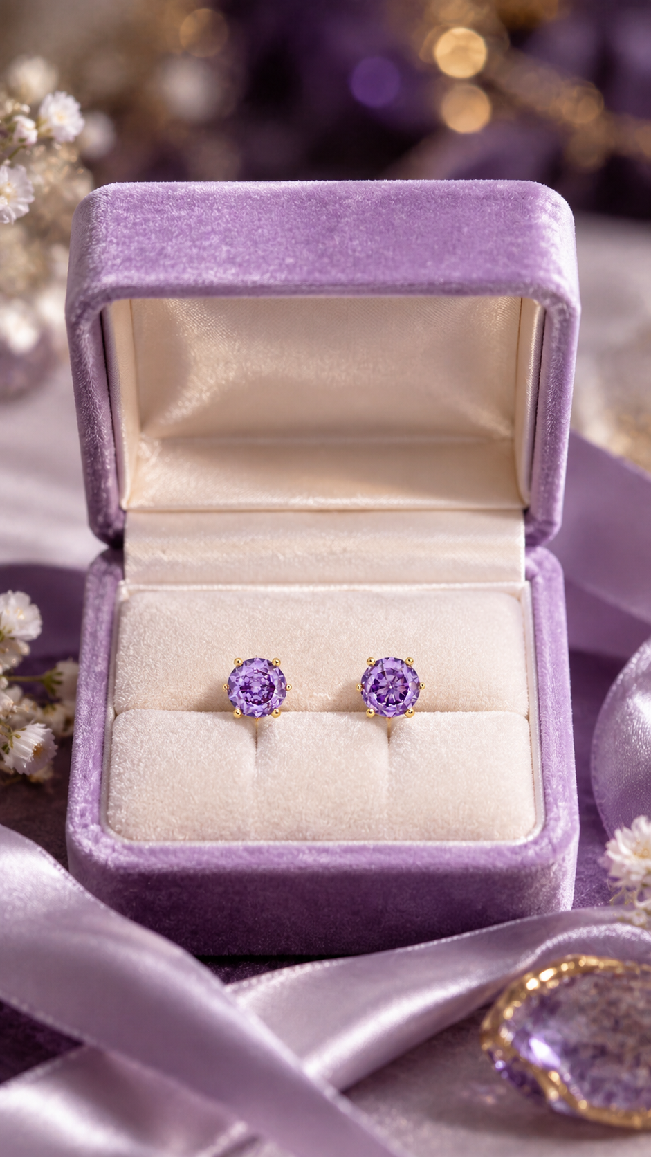 Purple Round Earrings