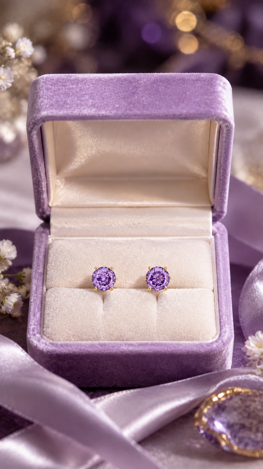 Purple Round Earrings