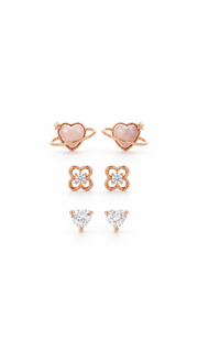 Planet Heart, Clover Heart Solitaire Earrings Set - Aaryahi Silver jewellery product photo