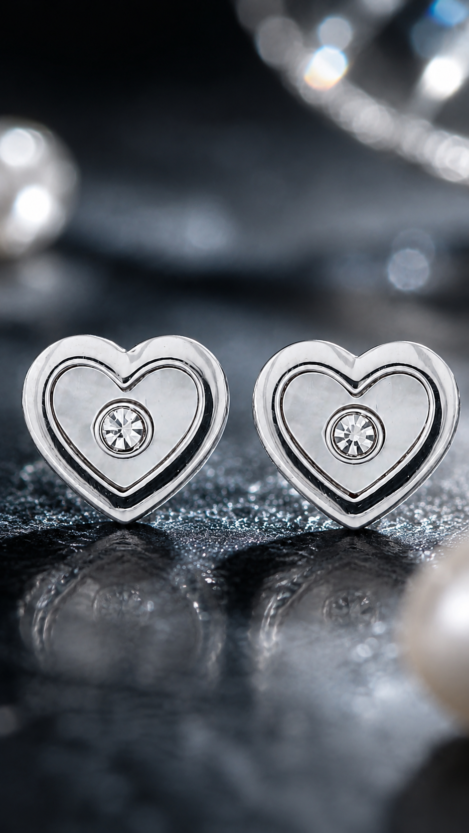 Pearl Heart Earrings