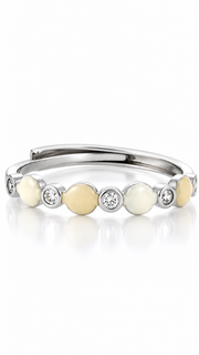 Silver Mother of Pearl CZ Adjustable Ring