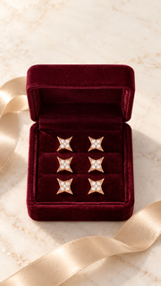 Geometric Star Earrings Set – 3 Pairs - Aaryahi Silver jewellery product photo