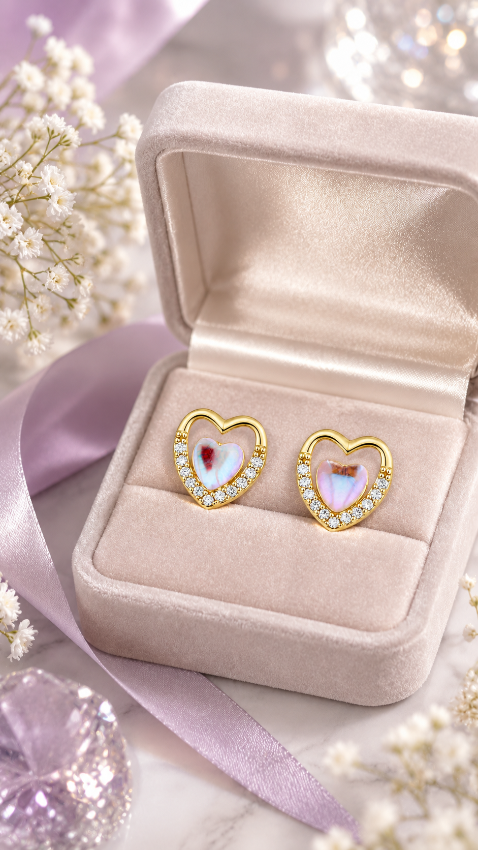 Iridescent Heart Earrings