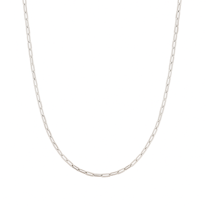 925 Silver Paperclip Chain Necklace for Women – Minimalist Everyday Wear Jewelry