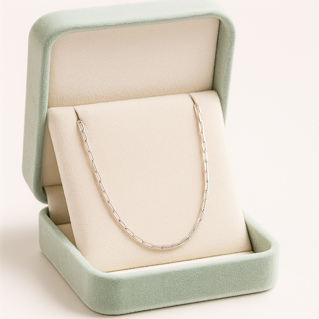 925 Silver Paperclip Chain Necklace for Women – Minimalist Everyday Wear Jewelry