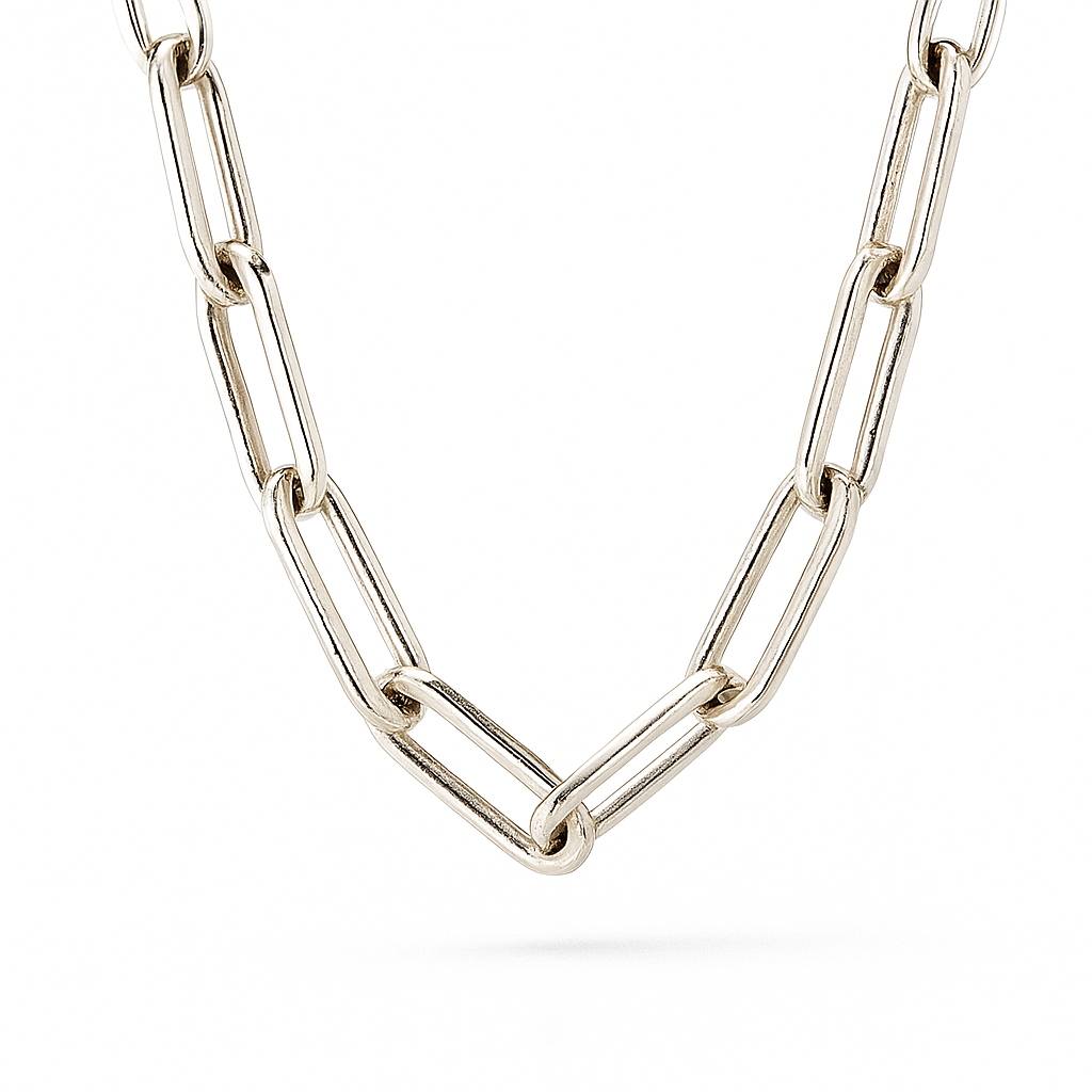 925 Silver Paperclip Chain Necklace for Women – Minimalist Everyday Wear Jewelry