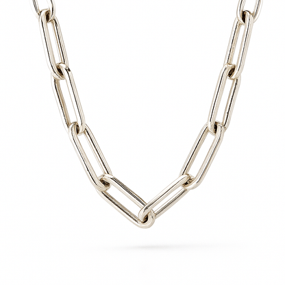 925 Silver Paperclip Chain Necklace for Women – Minimalist Everyday Wear Jewelry