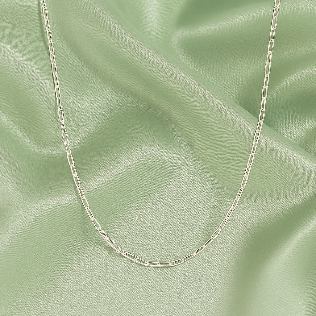 925 Silver Paperclip Chain Necklace for Women – Minimalist Everyday Wear Jewelry