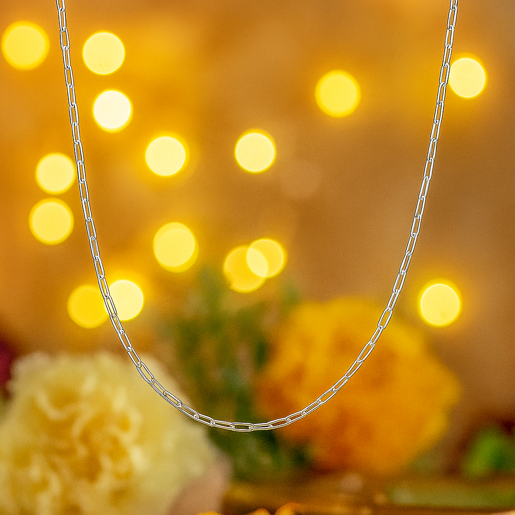 925 Silver Paperclip Chain Necklace for Women – Minimalist Everyday Wear Jewelry