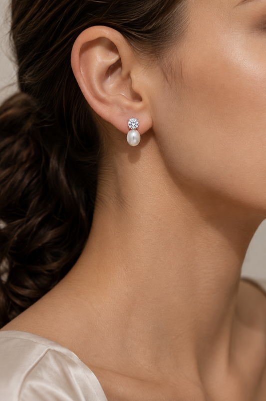 Round & Oval Pearl Earrings