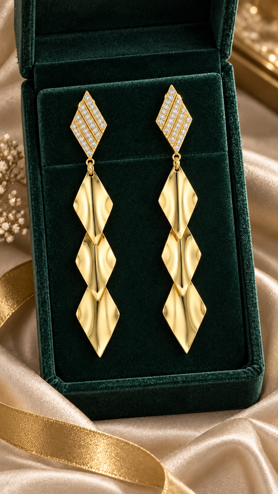 Geometric Triple Drop Earrings