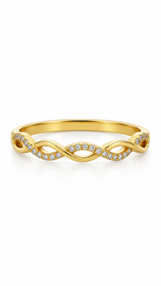 Gold CZ Infinity Twist Ring