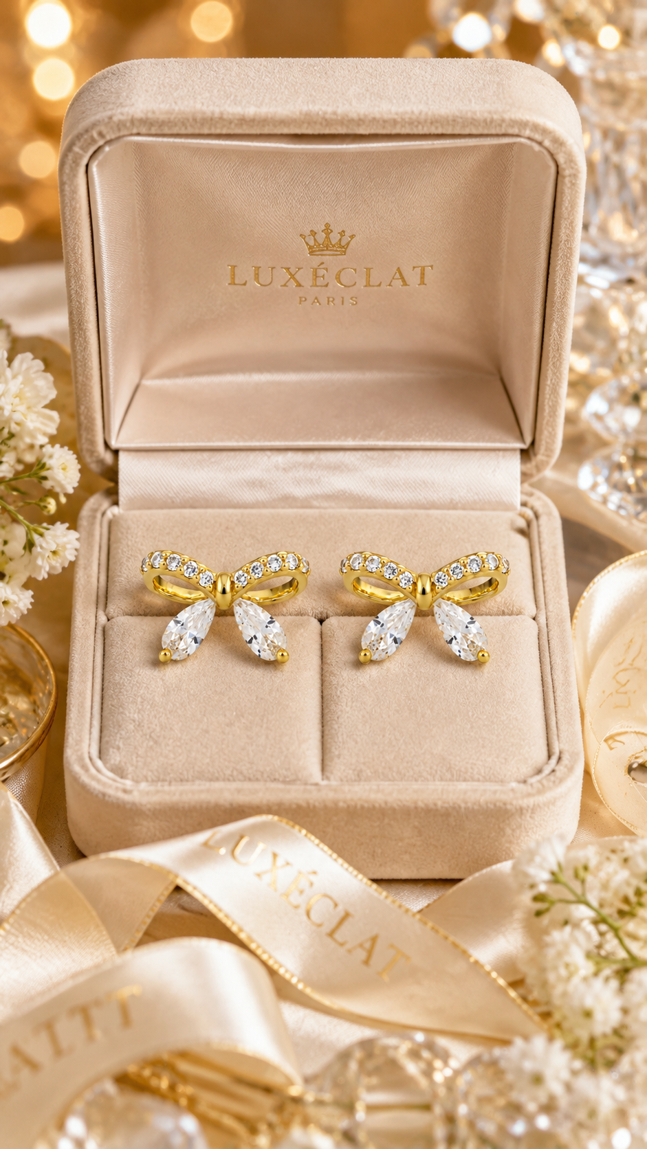 Gold-Plated Bow Earrings