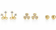 Gold Bow, & Ball Stud Earrings - Aaryahi Silver jewellery product photo
