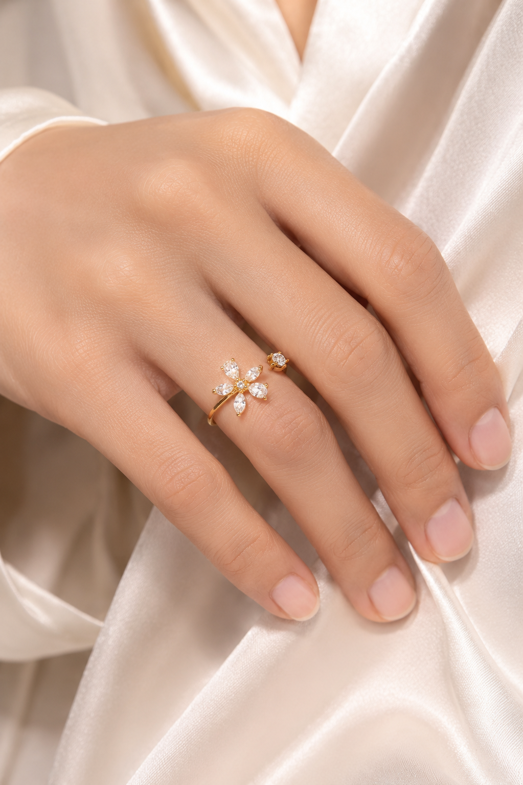 Flower Open Adjustable Ring